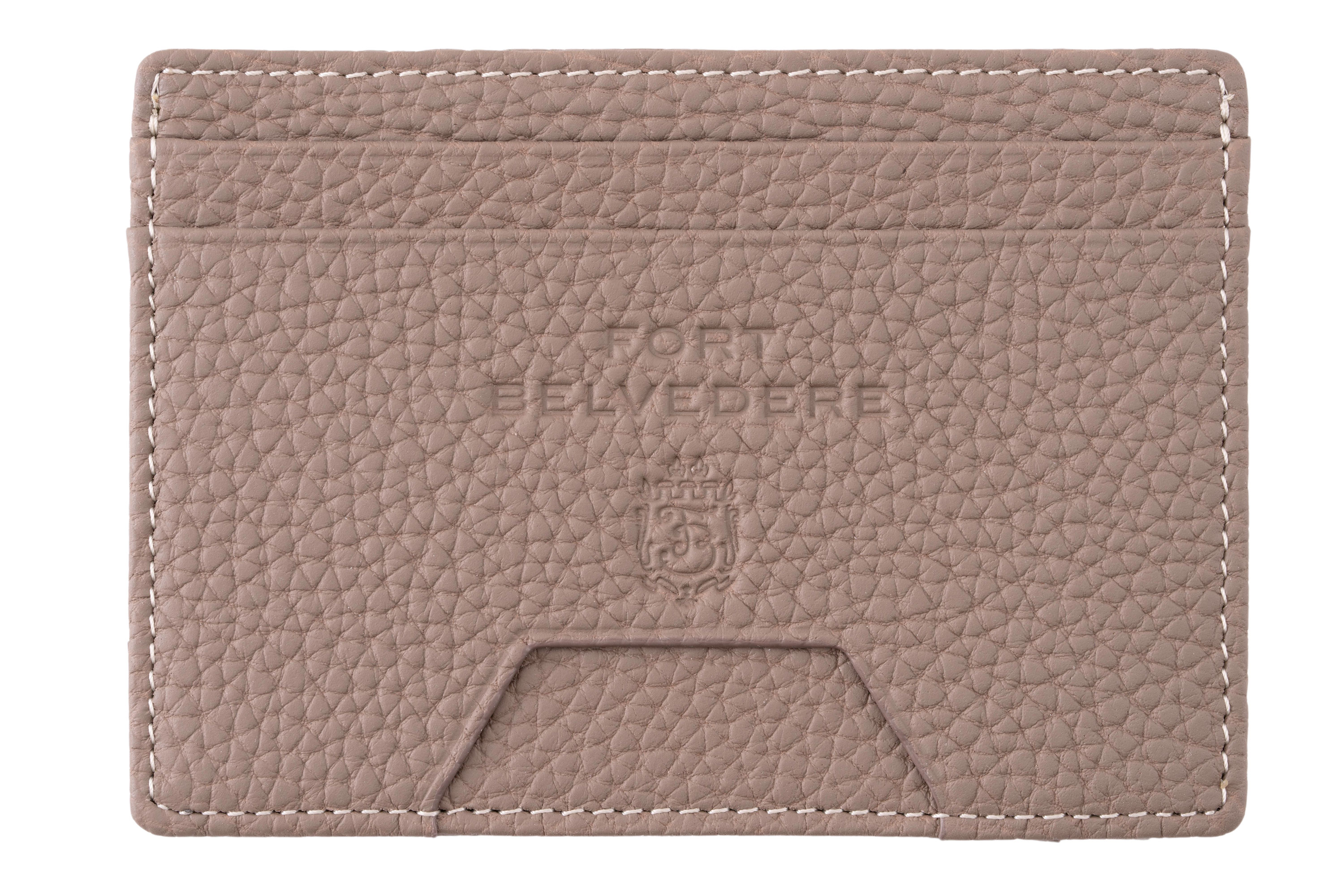 Slim Wallet - 4CC - Boardroom Taupe Togo Full-Grain Leather front view. 