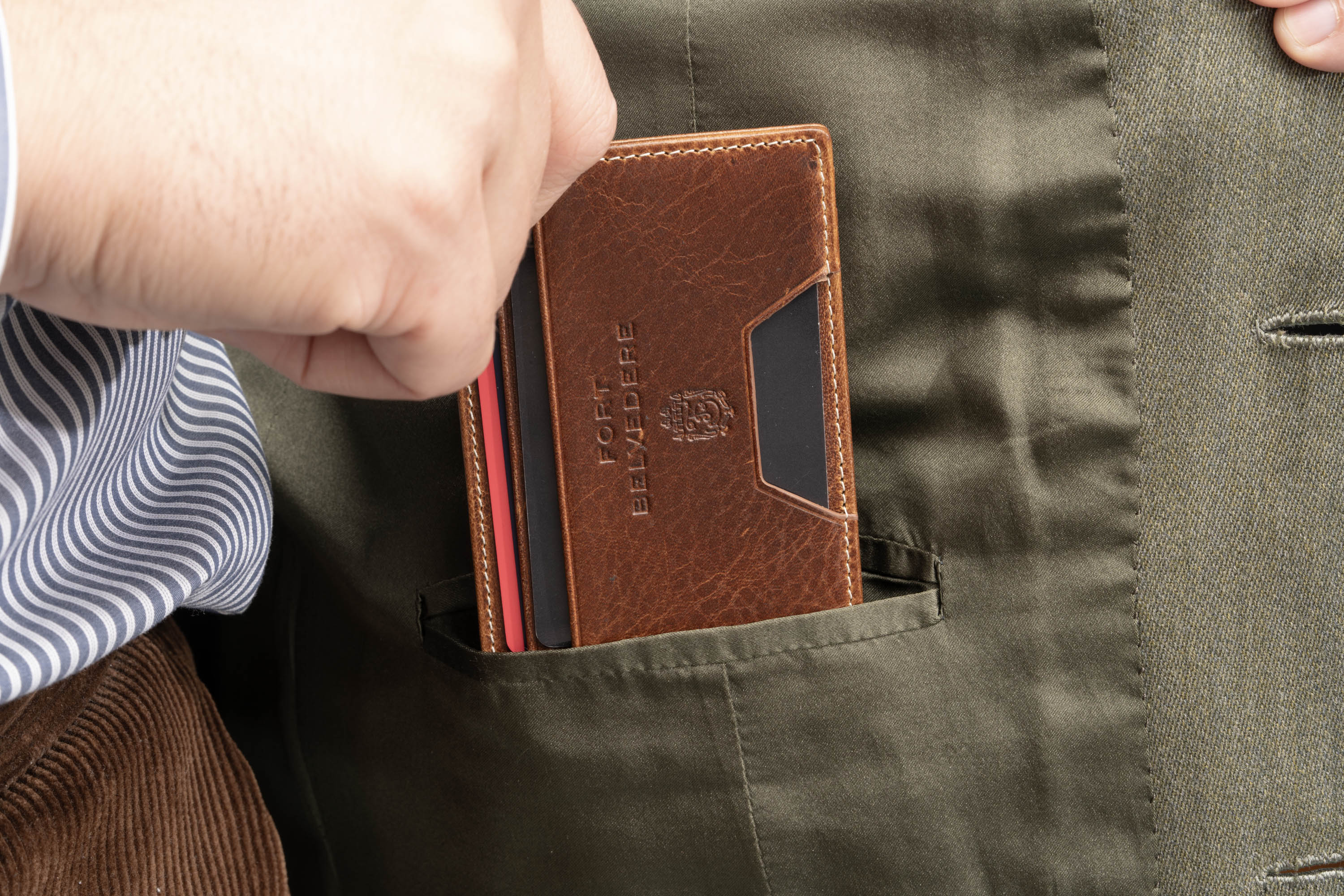 Slim Wallet - 4CC - Dumont Saddle Brown Full-Grain Leather has an ultra-slim profile. 