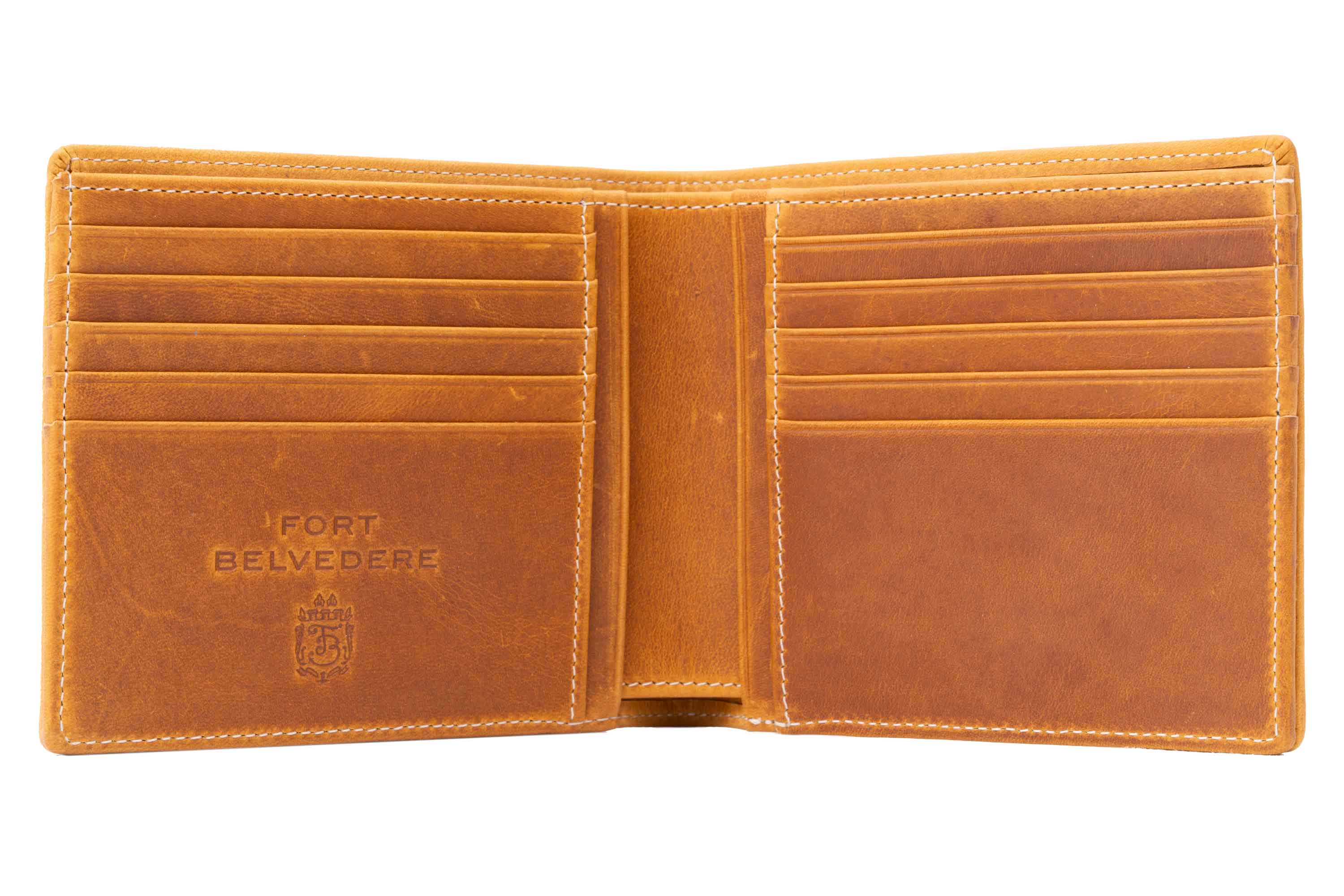 Vintage Gold Tan Wallet in Full-Grain Americana Leather 10 card slots