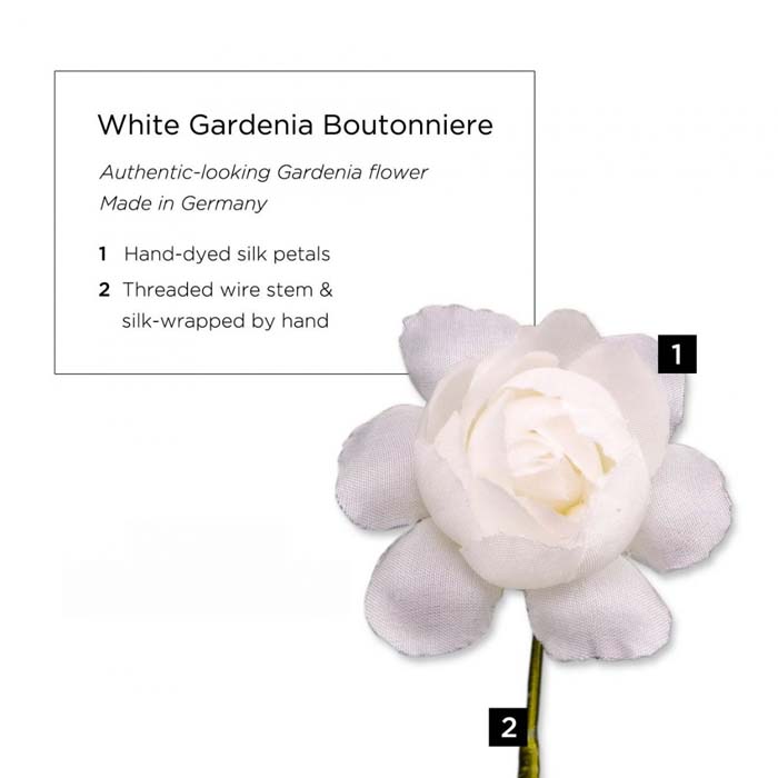 Gardenia Boutonniere Onhole Flower In White Silk By Fort Belvedere - White Silk Gardenia Flower