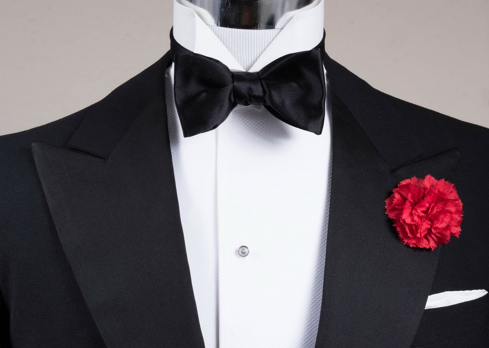 Black White Rose Handmade Men Satin Formal Tuxedo Party Bowtie 
